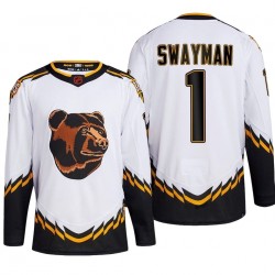 Jeremy Swayman Boston Bruins White Reverse Retro Premium Jersey