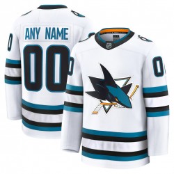 Men's San Jose Sharks White Away Premium Custom Jersey Men's San Jose Sharks White Away Premium Custom Jersey