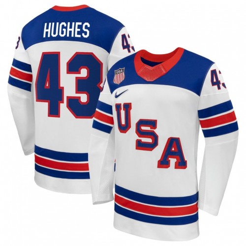 Quinn Hughes USA Hockey Olympic Nike 2026 White Away Replica Jersey Quinn Hughes USA Hockey Olympic Nike 2026 White Away Replica Jersey