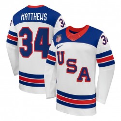 Auston Matthews USA Hockey Olympic Nike 2026 White Away Replica Jersey Auston Matthews USA Hockey Olympic Nike 2026 White Away Replica Jersey
