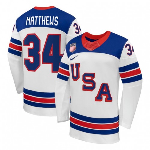Auston Matthews USA Hockey Olympic Nike 2026 White Away Replica Jersey Auston Matthews USA Hockey Olympic Nike 2026 White Away Replica Jersey
