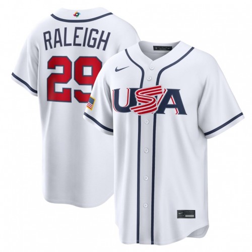 Cal Raleigh USA Baseball Nike 2026 World Baseball Classic Home Stadium Jersey - White Cal Raleigh USA Baseball Nike 2026 World Baseball Classic Home Stadium Jersey - White