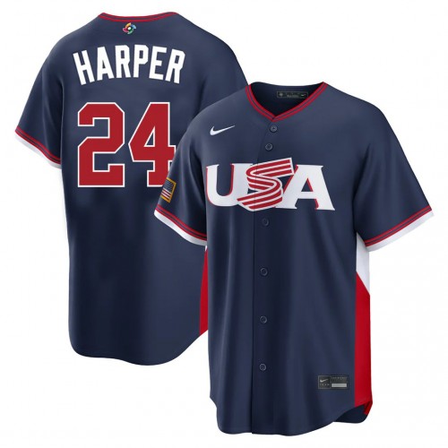 Bryce Harper USA Baseball Nike 2026 World Baseball Classic Road Stadium Jersey - Navy