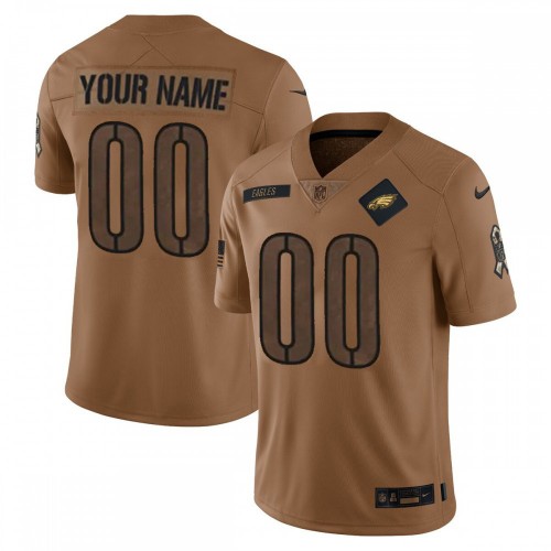 Philadelphia Eagles Nike 2023 Salute to Service Brown Limited Custom Jersey