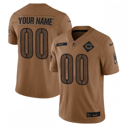 Chicago Bears Nike 2023 Salute to Service Brown Limited Custom Jersey