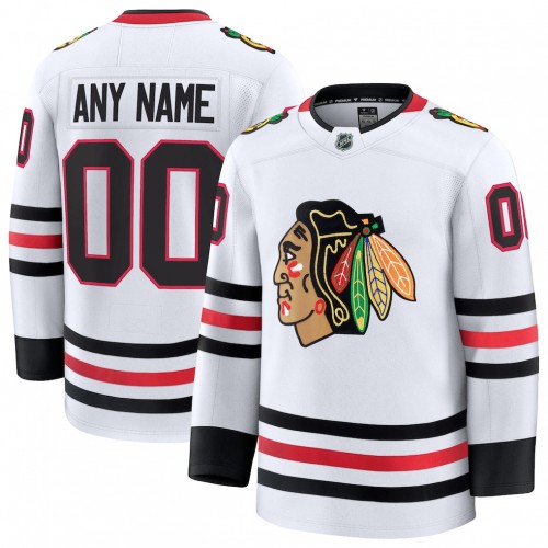 Chicago Blackhawks Away Premium Custom Jersey - White Chicago Blackhawks Away Premium Custom Jersey - White