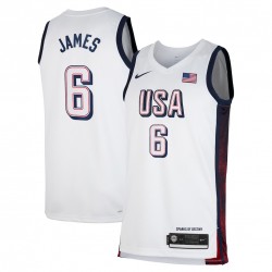 Unisex Nike LeBron James White USA Basketball 2024 Swingman Player Jersey