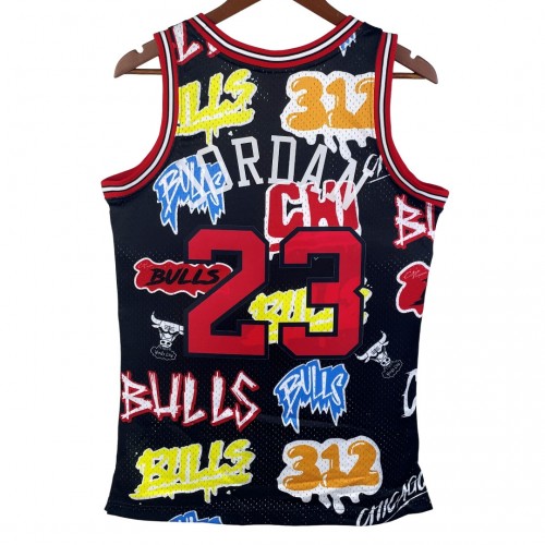 Chicago Bulls Michael Jordan #23 Throwback Street Graffiti 1997-98 Hardwood Classics Jersey