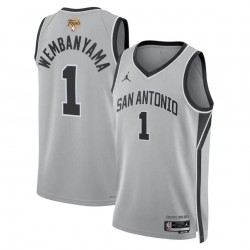 Victor Wembanyama San Antonio Spurs Jordan Brand Silver Unisex 2026 NBA Finals Patch Swingman Jersey - Statement Edition