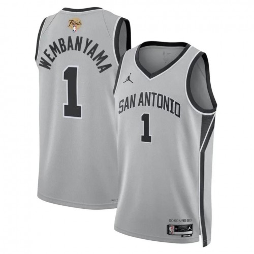 Victor Wembanyama San Antonio Spurs Jordan Brand Silver Unisex 2026 NBA Finals Patch Swingman Jersey - Statement Edition