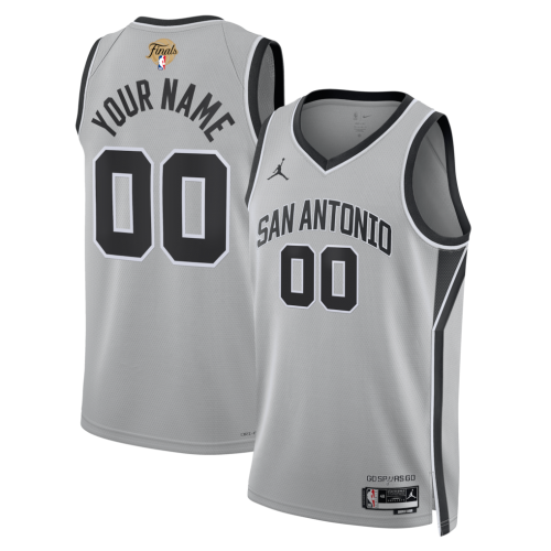 San Antonio Spurs Jordan Brand Silver Unisex 2026 NBA Finals Patch Swingman Custom Jersey - Statement Edition San Antonio Spurs Jordan Brand Silver Unisex 2026 NBA Finals Patch Swingman Custom Jersey - Statement Edition