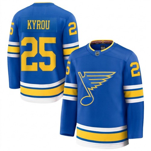 Jordan Kyrou St. Louis Blues Home Premium Custom Jersey - Blue